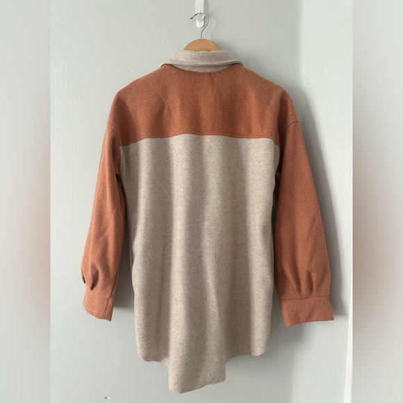 HEM & THREAD Quinn Color Block Shacket - Taupe/Rust - Picture 7 of 7